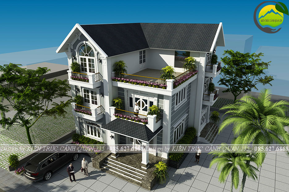 Biệt thự 3 tầng mái thái hiện đại