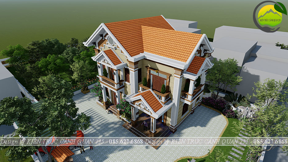 biệt thự 2 tầng mái thái tại Hưng Yên diện tích 130m2