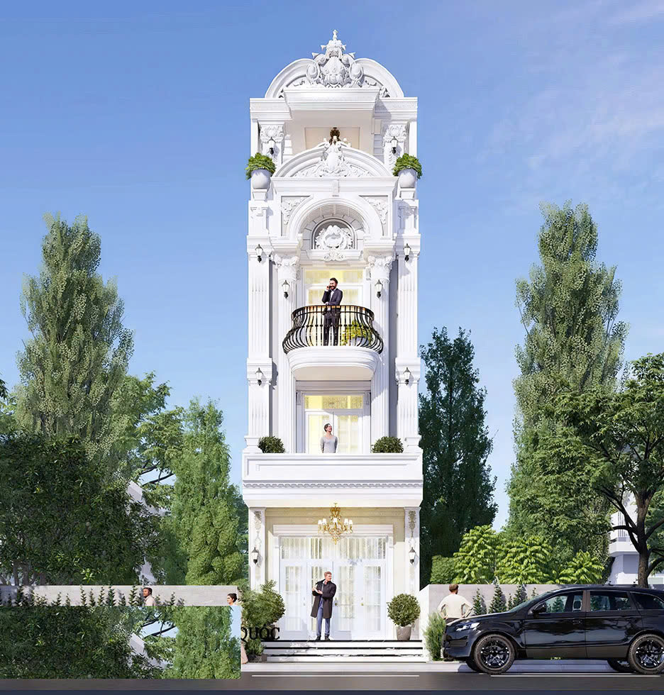 Mẫu nhà phố 4 tầng tân cổ điển