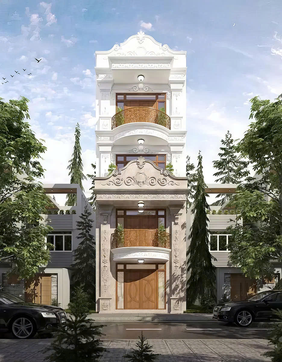 Mẫu nhà phố 4 tầng tân cổ điển