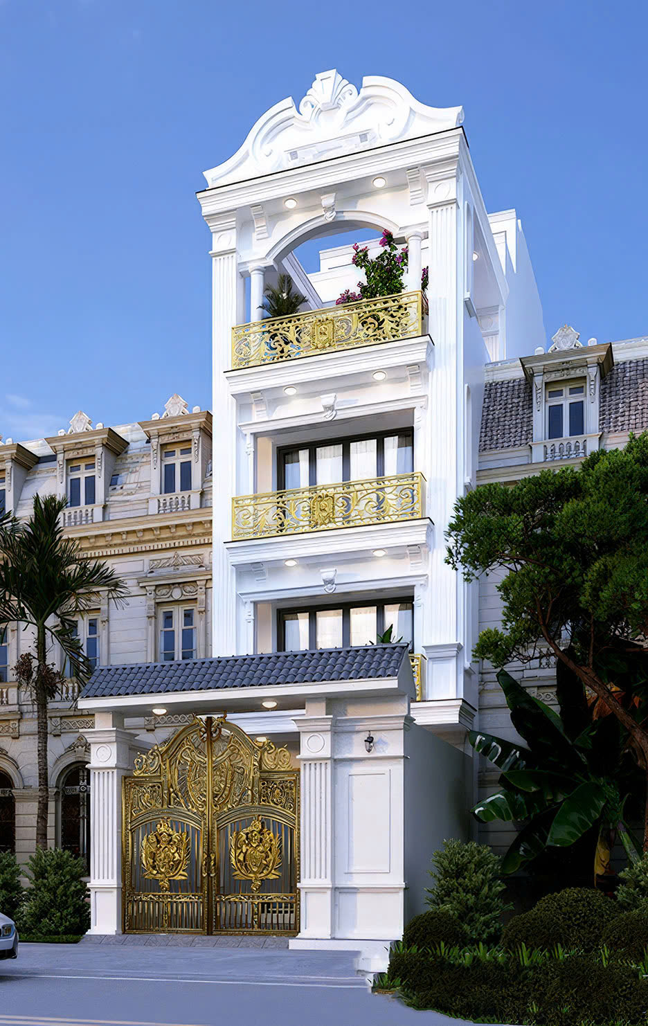 Mẫu nhà phố 4 tầng tân cổ điển