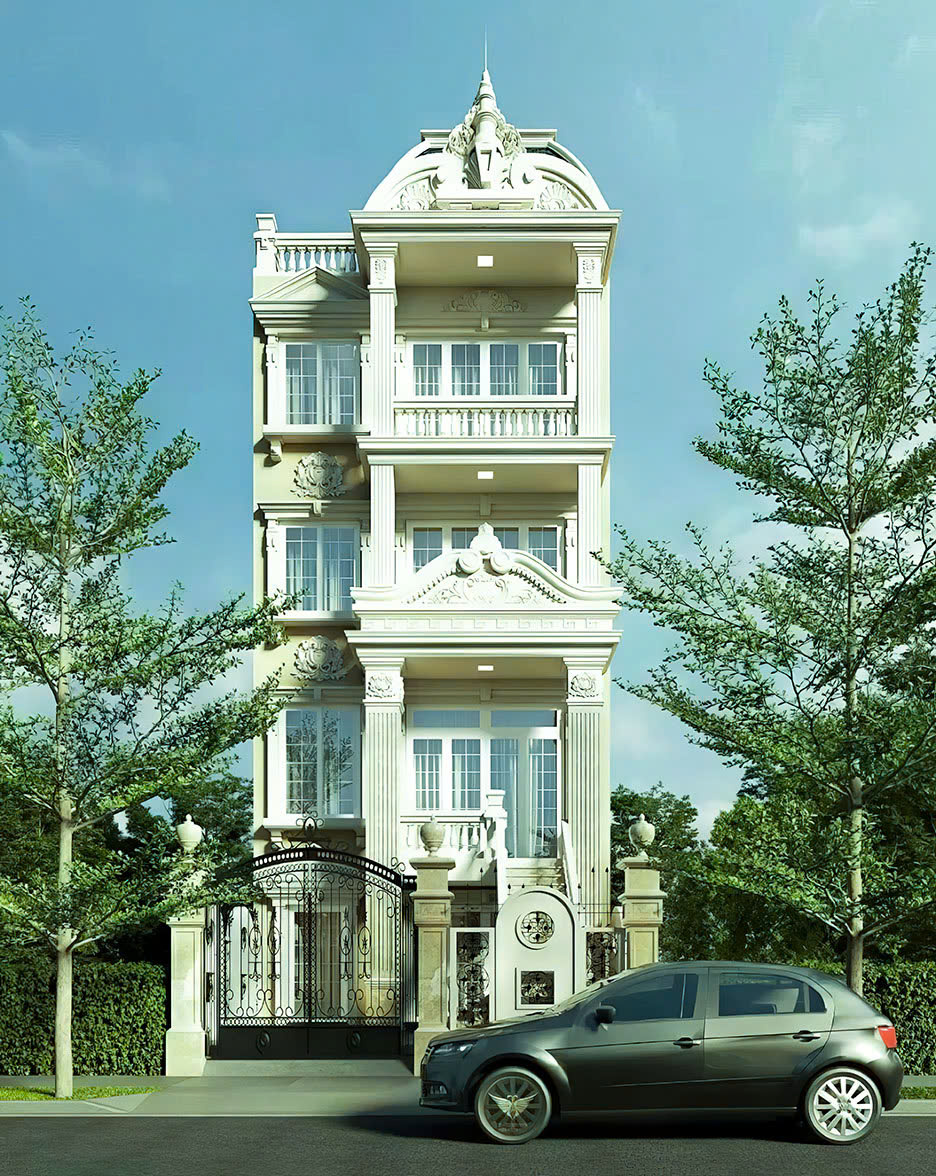 Mẫu nhà phố 4 tầng tân cổ điển