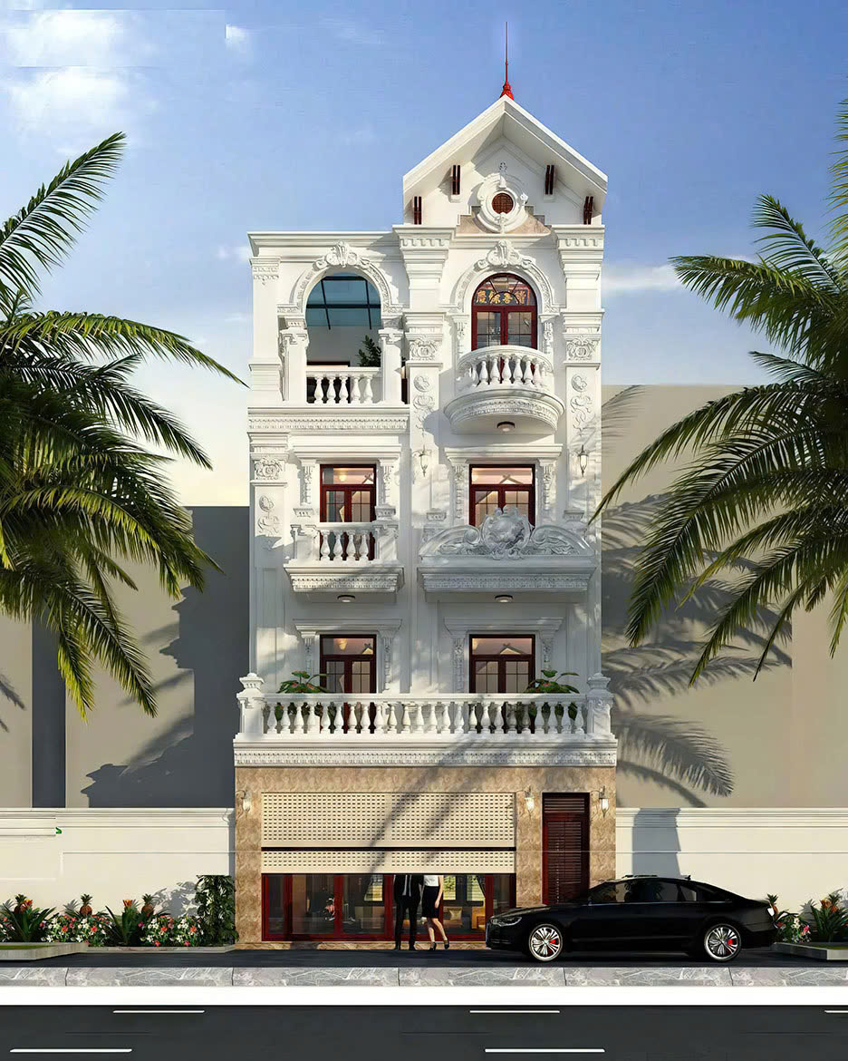 Mẫu nhà phố 4 tầng tân cổ điển