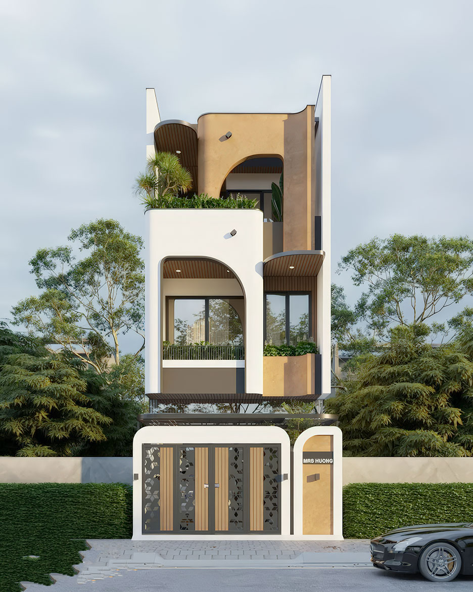 Thiết kế nhà phố 4 tầng mặt tiền 5m