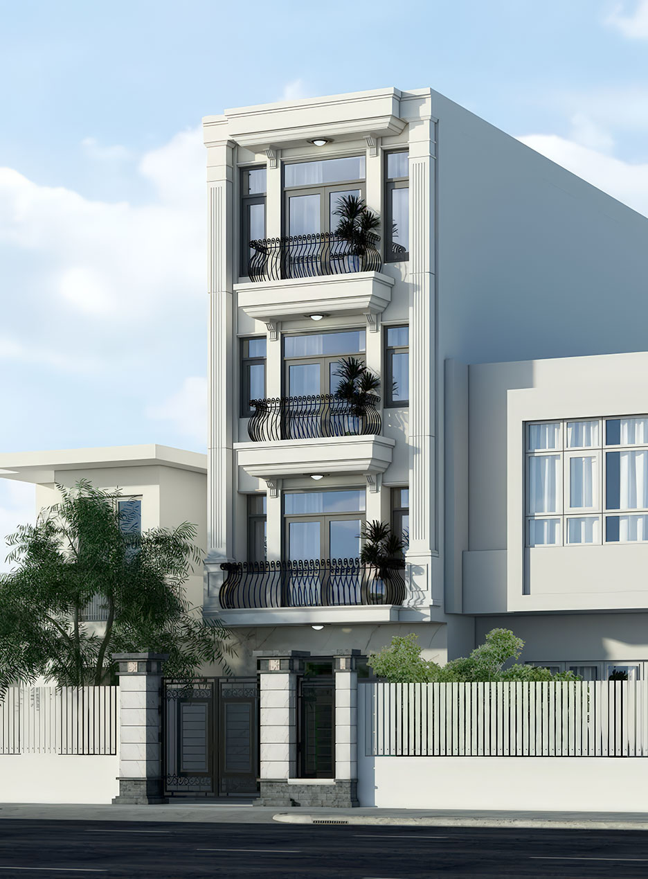 Thiết kế nhà phố 4 tầng mặt tiền 5m