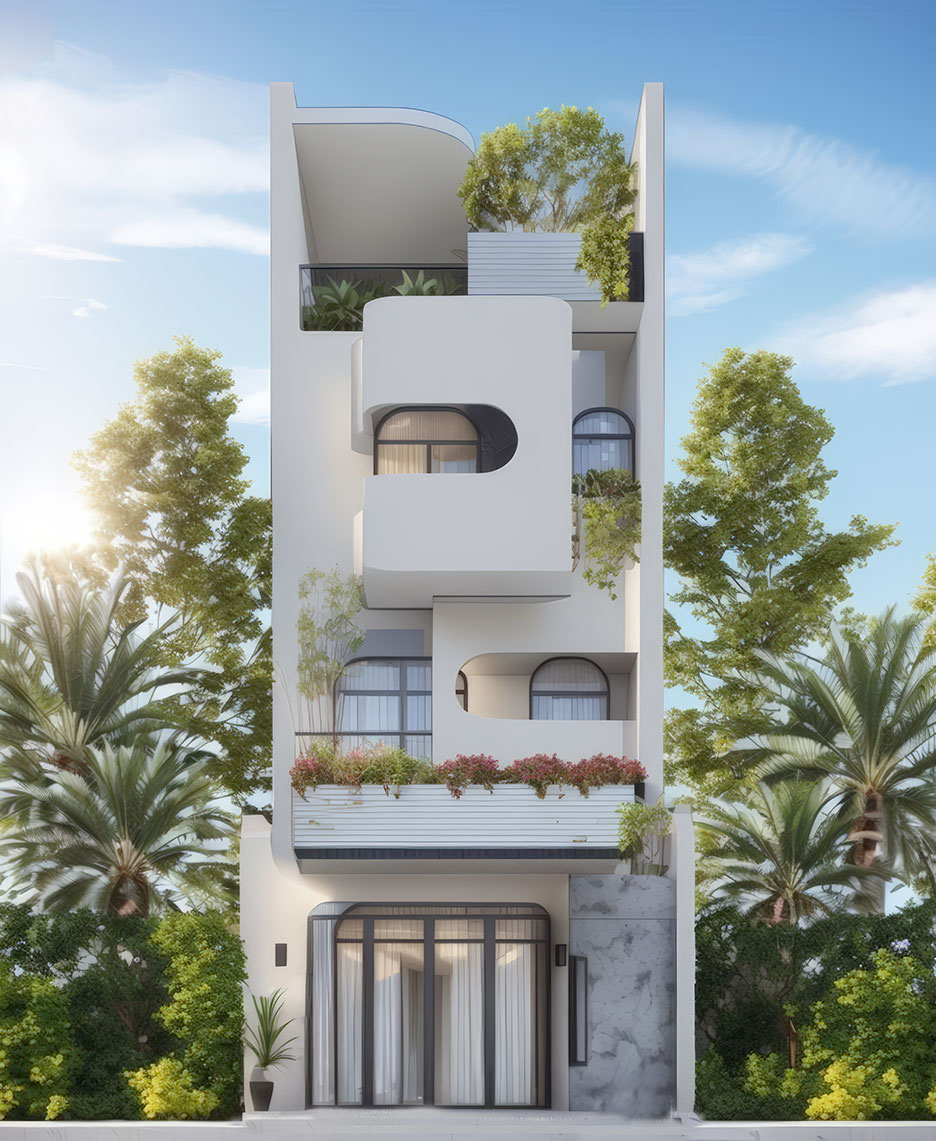 nhà phố 4 tầng ngang 5m