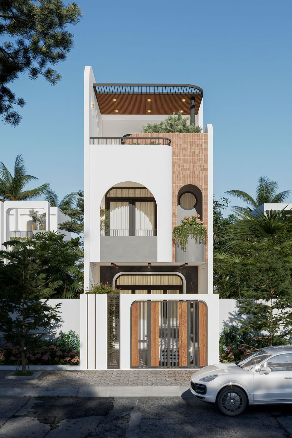 Thiết kế nhà phố 4 tầng mặt tiền 5m