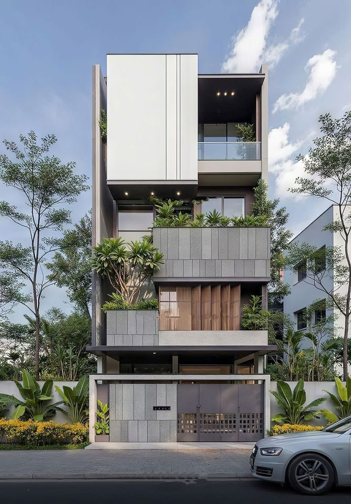 nhà phố 4 tầng mặt tiền 6m