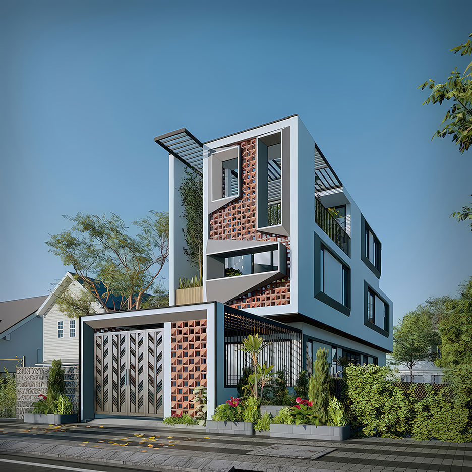 Mẫu nhà 3 tầng mặt tiền 4m lô góc
