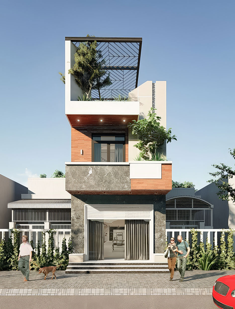 thiết kế nhà phố 3 tầng 5x15m