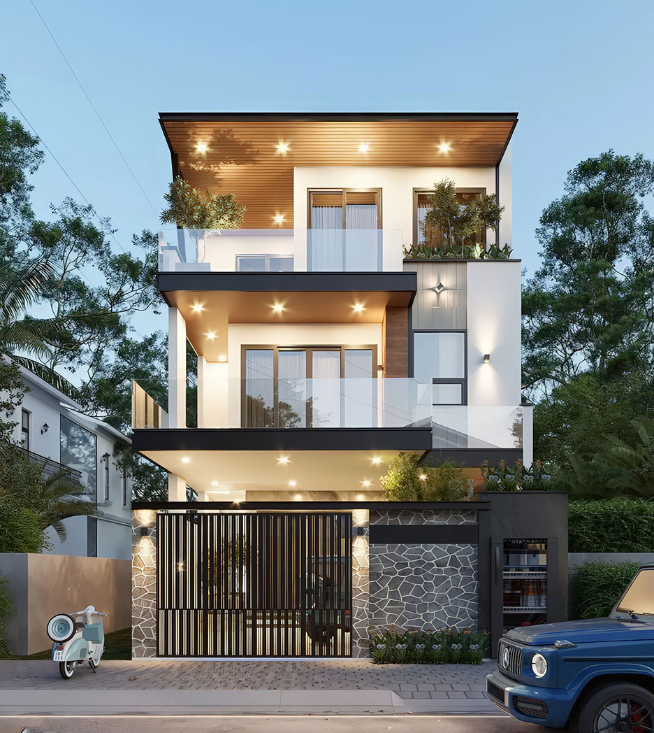 Nhà phố 3 tầng mặt tiền 8m