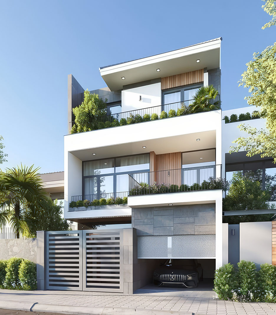 mẫu nhà 3 tầng mặt tiền 8m đẹp