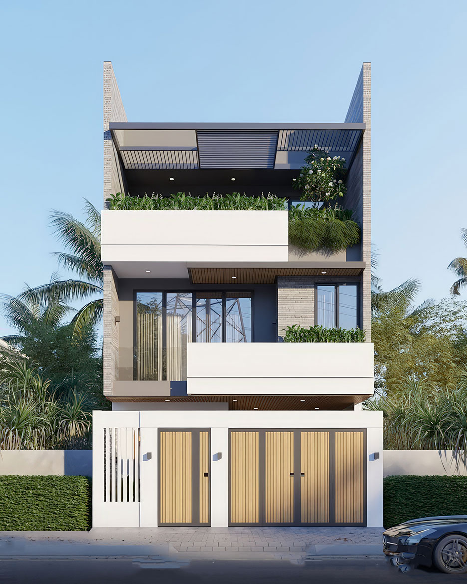 mẫu nhà 3 tầng mặt tiền 8m đẹp