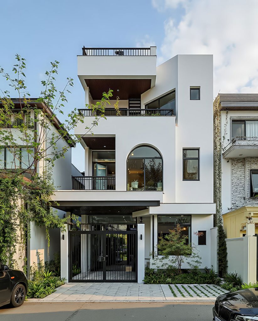 mẫu nhà 3 tầng đẹp mặt tiền 8m