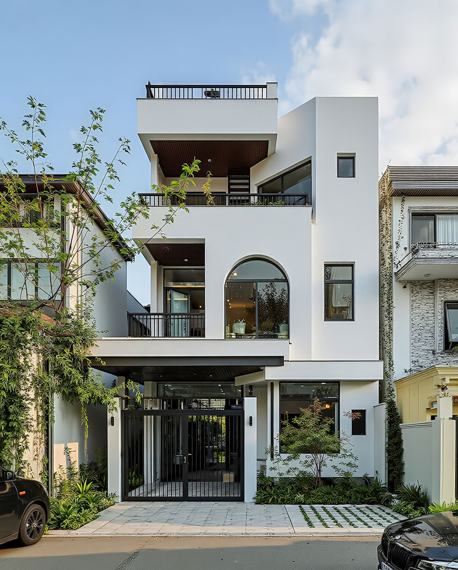 mẫu nhà 3 tầng đẹp mặt tiền 8m