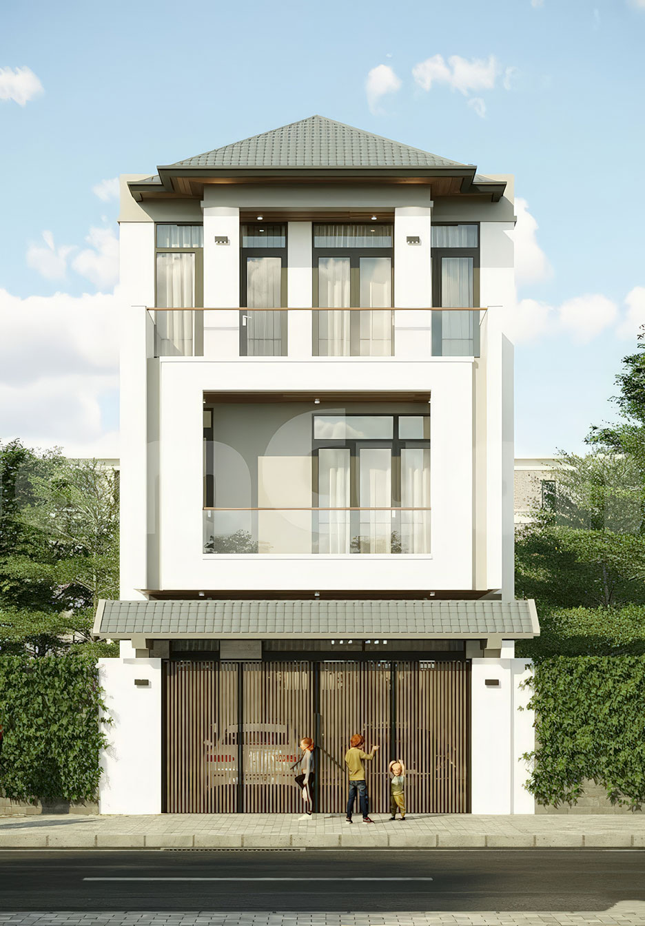 mẫu nhà 3 tầng đẹp mặt tiền 8m