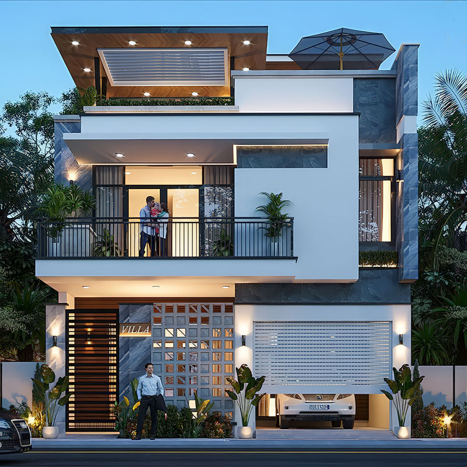 thiết kế nhà 3 tầng rộng 8m