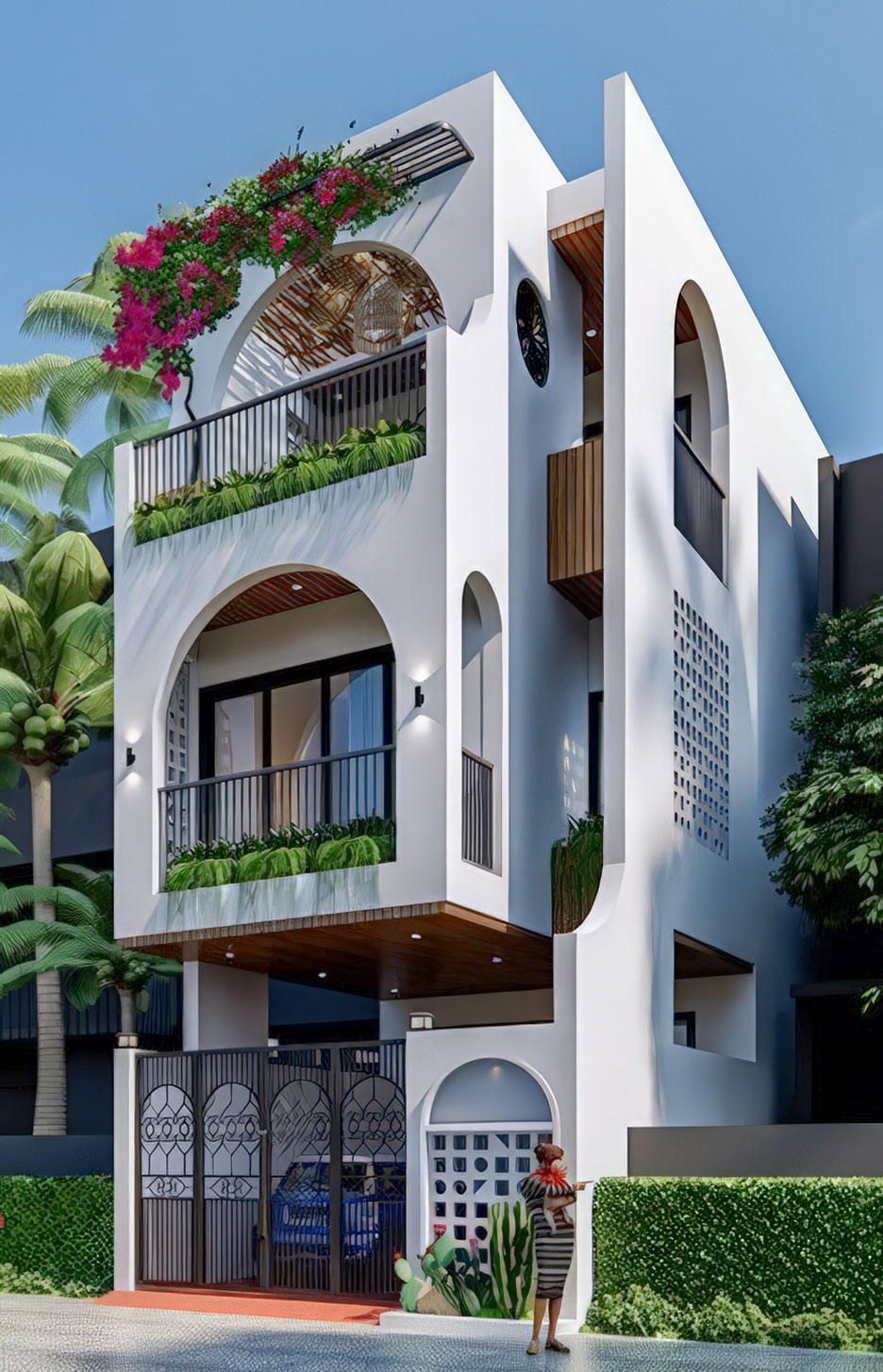 thiết kế nhà 3 tầng rộng 8m