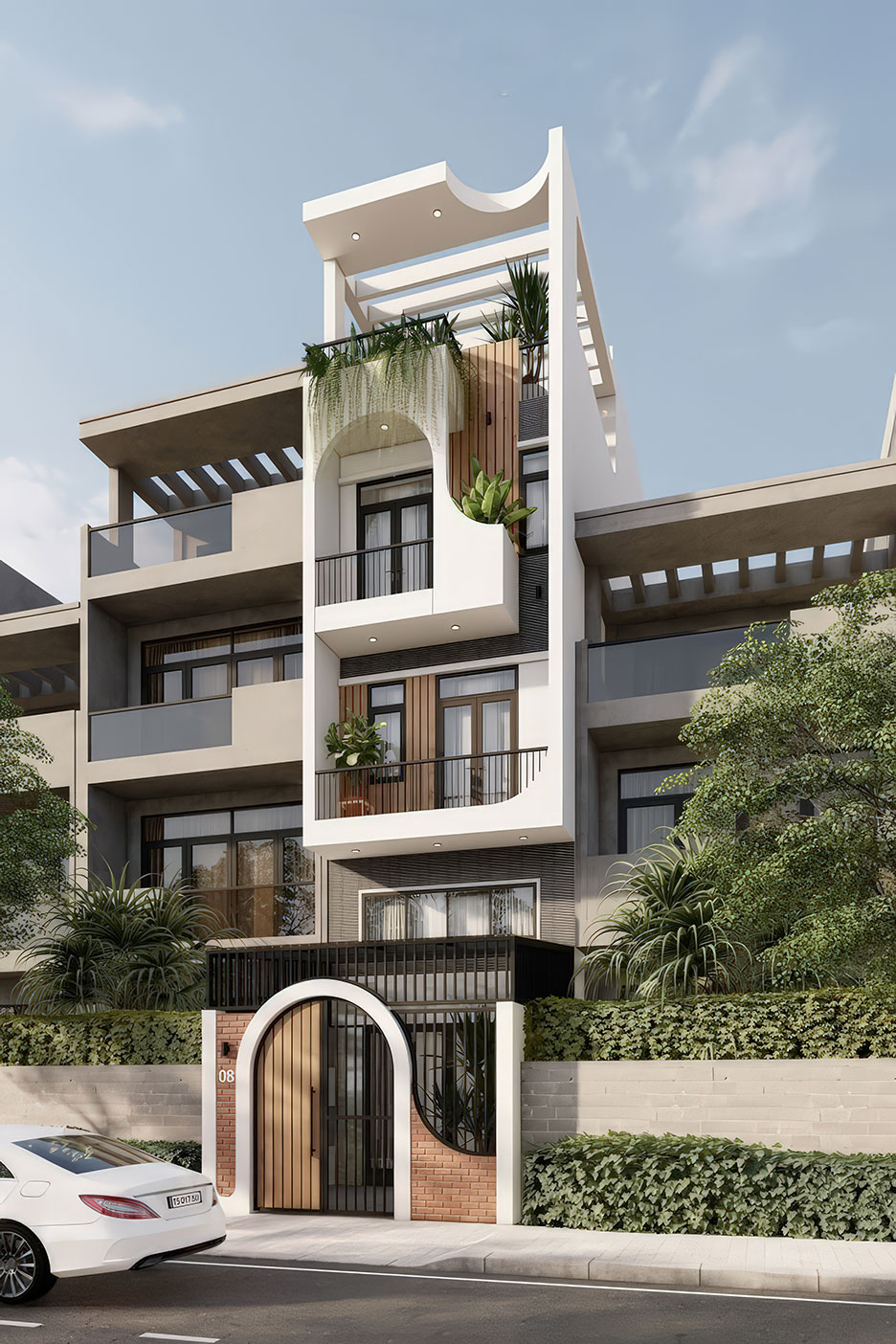 nhà phố 4 tầng có gác lửng