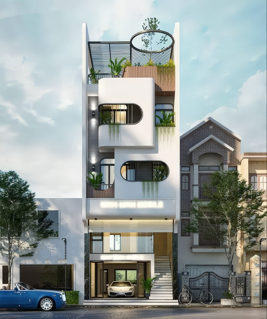 Nhà 4 tầng có gác lửng