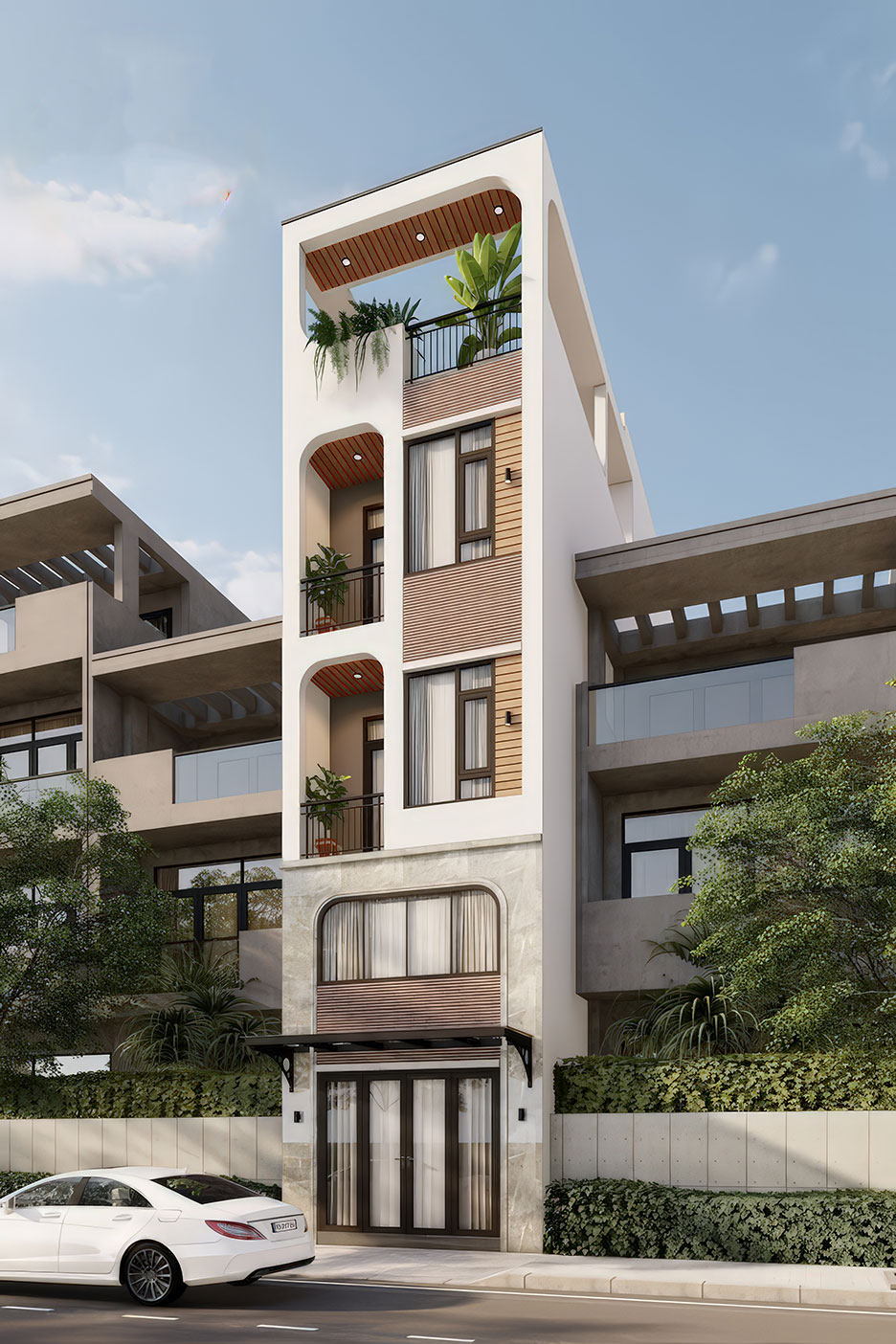 nhà phố 4 tầng có gác lửng