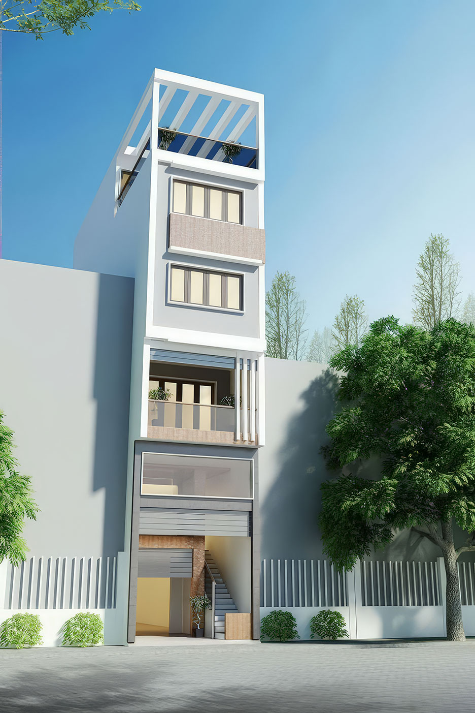 nhà phố 4 tầng có gác lửng