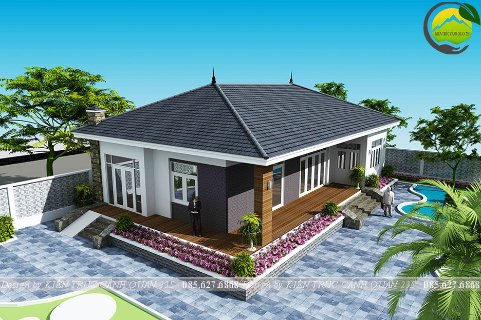 Biệt thự 1 tầng mái Nhật 3 phòng ngủ 250m2 tại Lâm Đồng