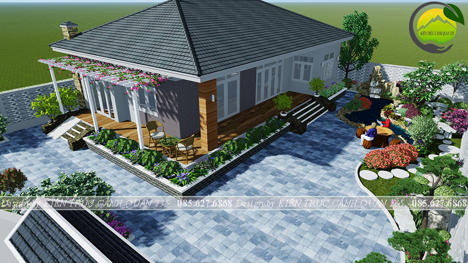 Biệt thự 1 tầng mái Nhật 3 phòng ngủ 250m2 tại Lâm Đồng