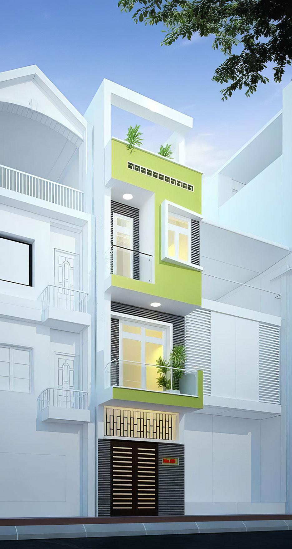 nhà phố 3 tầng có gác lửng