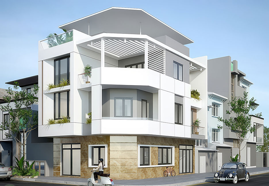 nhà phố 3 tầng 2 mặt tiền đẹp