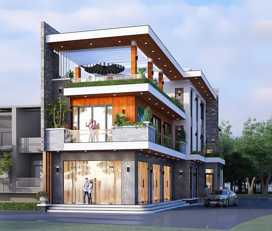 mẫu nhà 3 tầng lô góc
