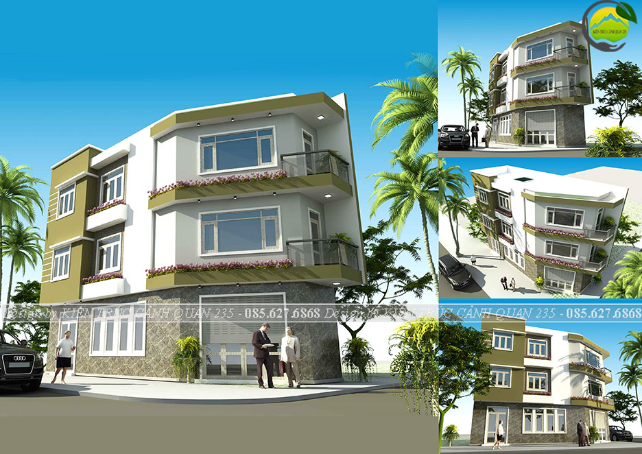 Nhà phố 3 tầng mái bằng lô góc