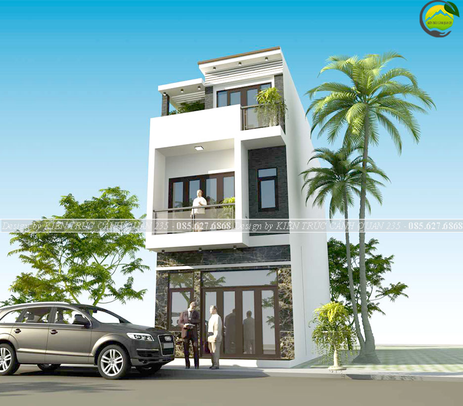 Nhà 3 tầng mái bằng dạng ống
