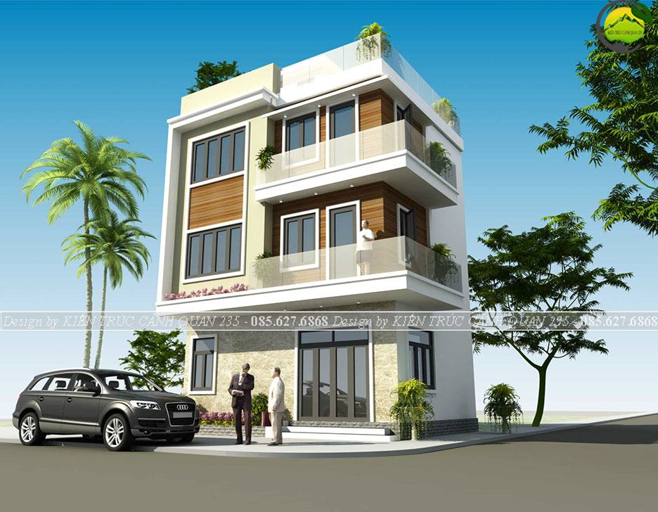 Nhà phố 3 tầng mái bằng lô góc