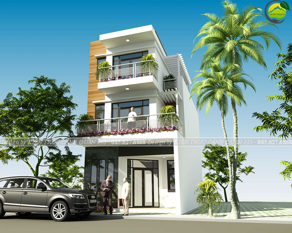 Mẫu nhà 3 tầng mái bằng đẹp