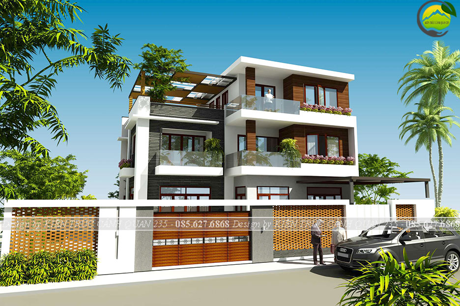 Nhà phố 3 tầng mái bằng lô góc