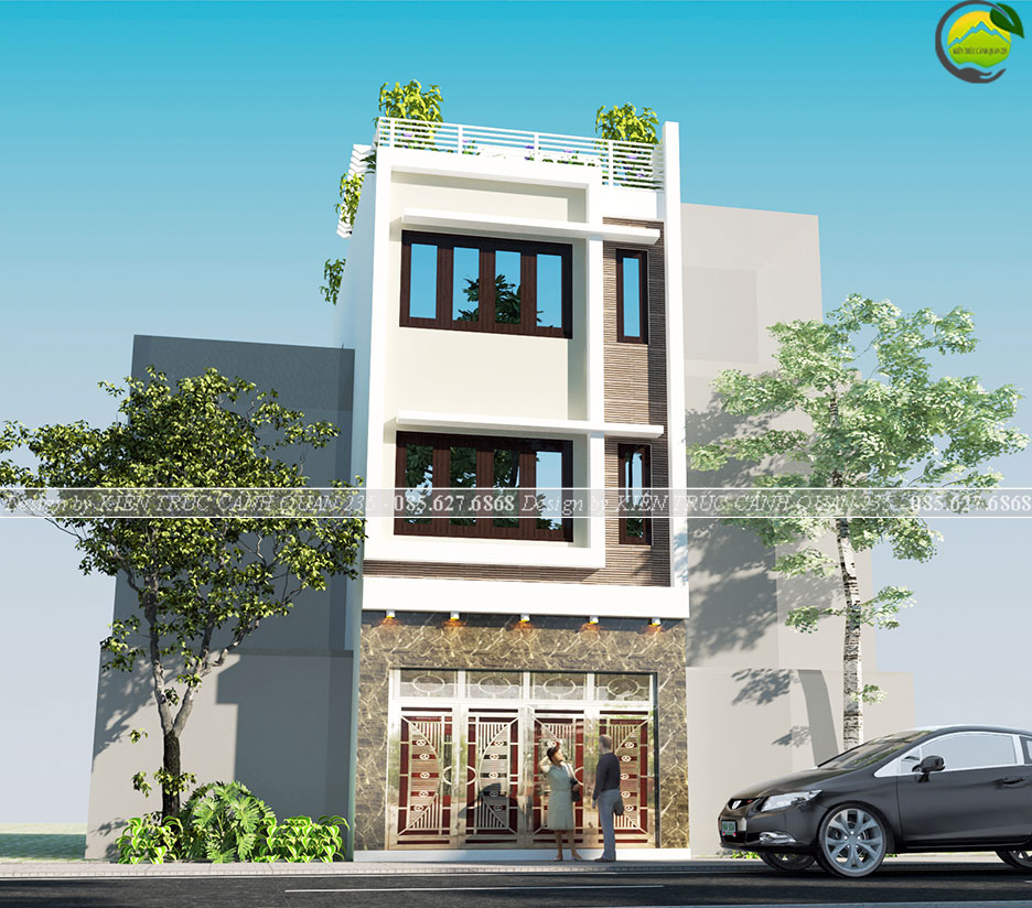 Mẫu nhà 3 tầng mái bằng đẹp