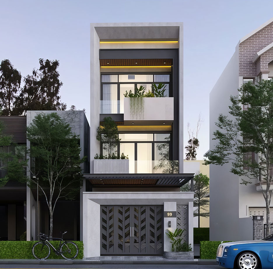 Mẫu nhà 3 tầng mái bằng đẹp