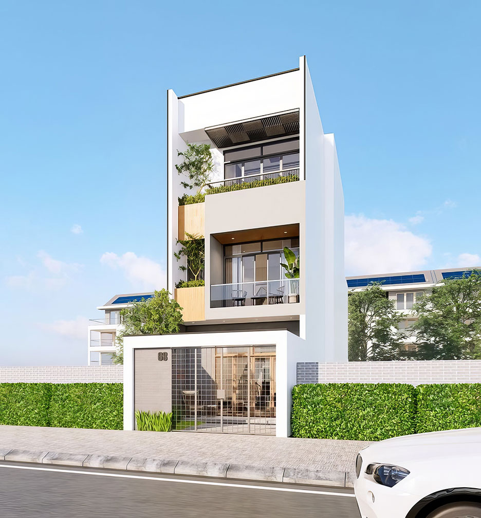 Nhà phố 3 tầng mái bằng hiện đại