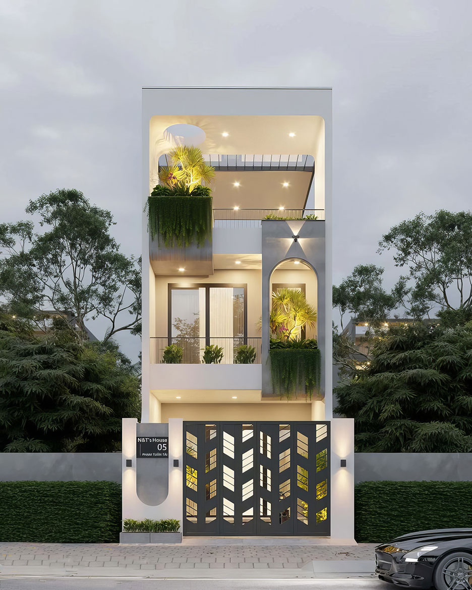 Nhà phố 3 tầng mái bằng hiện đại